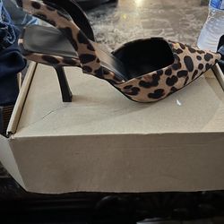 Leopard Print Slingback Heels  size 8 women