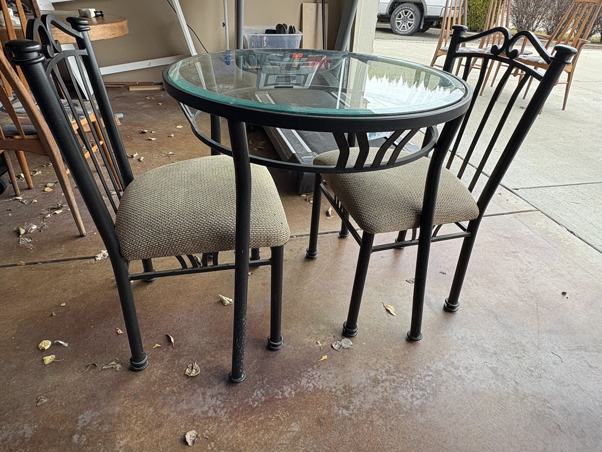 Small Table-Glass Top Table For 2