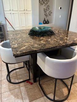 Marble Top Dining Table with Chairs