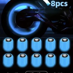8pcs New Fluorescent Skull Tire Valve Cover Night Glow Car Wheel Valve Cover Suitable for Cars, Motorcycles, Trucks, Bicycles, Fashionable Valve Cov