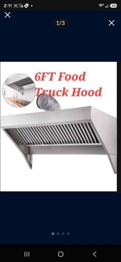Concession Trailer Hood, 6FT Long Food Truck Hood Exhaust, 6-Foot X 30-Inch Stainless Steel Concession Hood Vent Sliver Food Truck Vent, Includes Baff