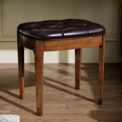 Modern Vanity Bench / Upholstered Stool – Dark Brown