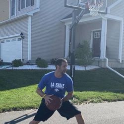 Goaliath 54 inch in ground basketball hoop, adjustable basketball court 