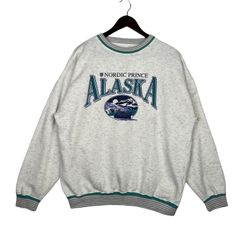 VINTAGE GEAR OF SPORTS ALASKA NORDIC PRINCE  CRUISES GRAY PULLOVER CREWNECK SWEATSHIRT SZ LARGE 