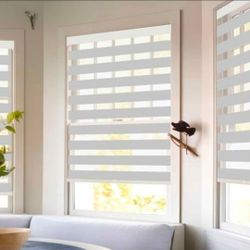 New Zebra Blinds 35x64 – Dual Layer Day/Night Window Shade (Gray)