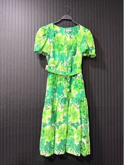 Rebecca Vallance green linen flower dress with belt size  US4 $65 OBO