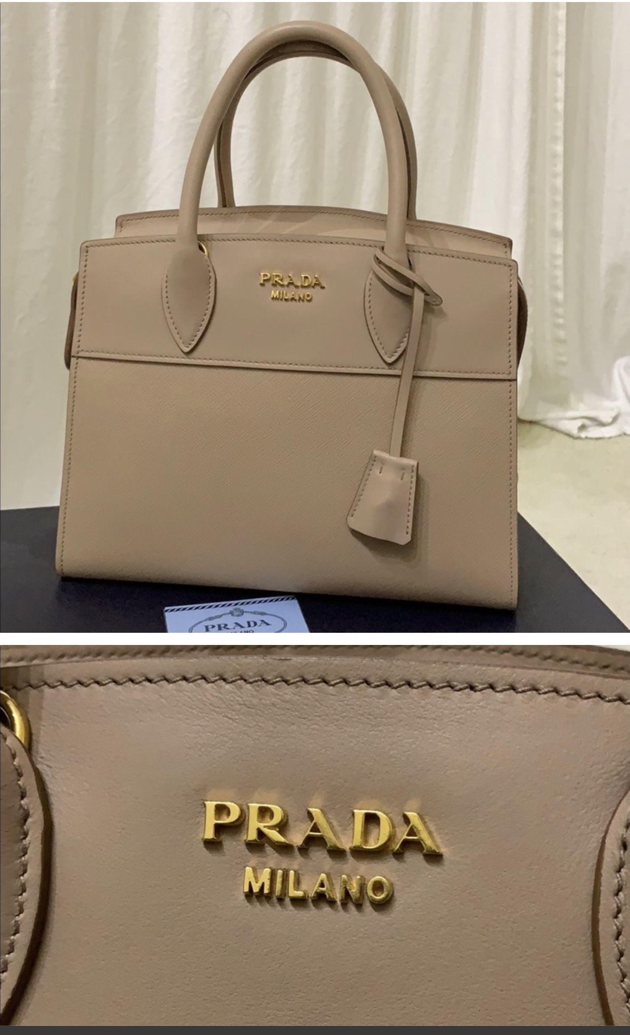 Prada Milano Leather Beige Bag Like New With Box $2,200
