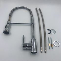 Kitchen Sink Faucets, Kitchen faucets with Pull Down Sprayer Stainless Steel Brushed Nickel Single Handle Single Hole Faucet With Base