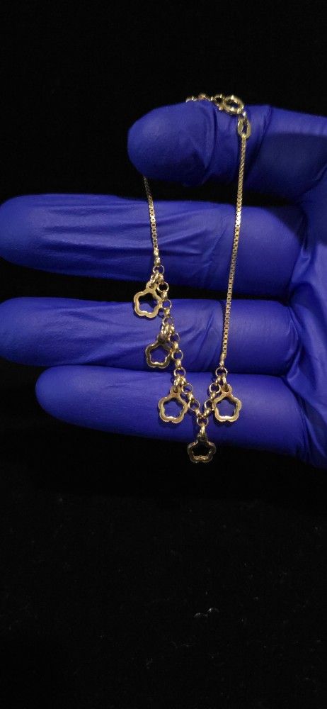 Adjustable Italian 925 gold over sterling silver star charm bracelet