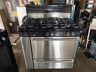 PREMIER 36X25 GAS STOVE BLACK EVERYTHING WORKING ESTUFA DE GAS MUY BUENA