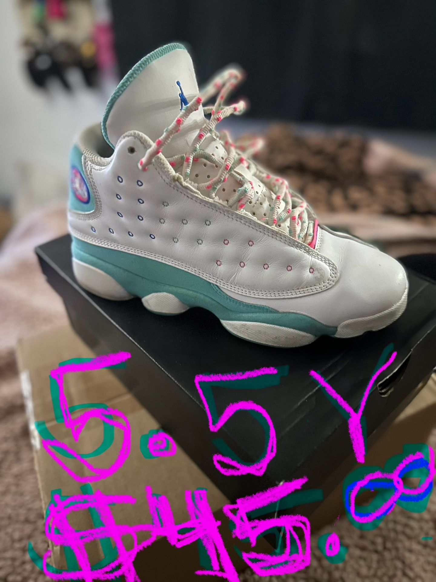 Jordan 13 Retro White Soar Green Pink