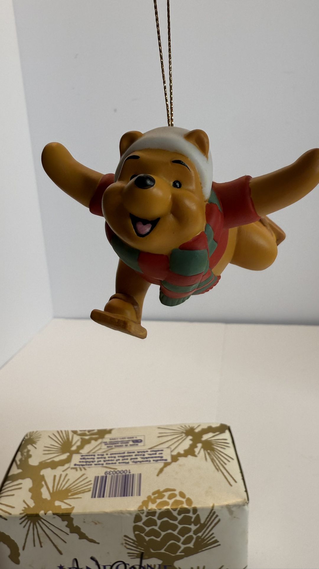 Disney Winnie the Pooh Christmas Ornament Skating Bear w/ Box Vintage