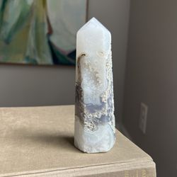 Druzy Moss Agate Tower ( firm on price )