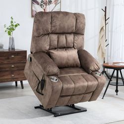 Oversized Lift Chair Lay Flat Recliner, Large Power Lift Chair for Elderly, Extra Wide Heated Massage Chair for Big and Tall in 25.6" Seat Width, 400 