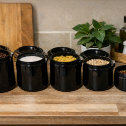 Black Airtight Kitchen Canister Set (5-Piece) — Modern / Farmhouse Aesthetic