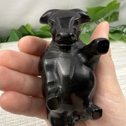 Black Obsidian Bull Carving