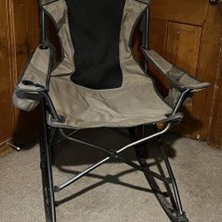 Cabela's Camping Rocking Chair – Portable, Foldable Steel Outdoor Rocker with Cup Holder and Side Pocket – Supports 350 lbs – Green