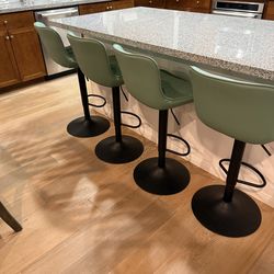 Four teal barstools