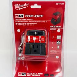 Milwaukee M18 2846-20 Top Off 175 Watt Power Supply USB 18V Outlet
