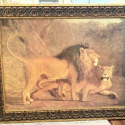 Lion and Lioness Framed Wall Art 