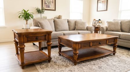 Wood Coffee Table and End Table Set