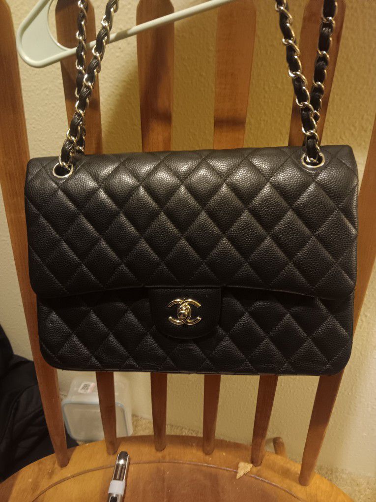 Chanel Jumbo Double Flap Caviar Leather Bag