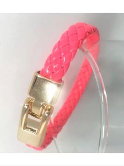 Pink leather bracelet