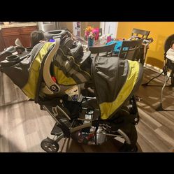Double Stroller With One Car seat And Base 