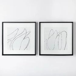 Brand New( Set Of 2 ) 24" X 24" Sketch Art Print Black And White - Threshold  & Studio MC Gee