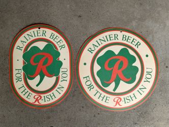 Vintage Rainier Beer "For the R-ish in You"  sign lot, posterboard, St. Patrick's Day