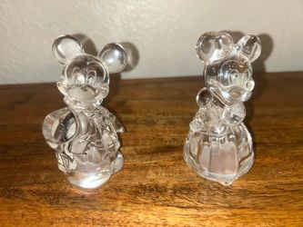 Vintage Lenox Disney Mickey & Minnie Crystal Salt & Pepper Shakers