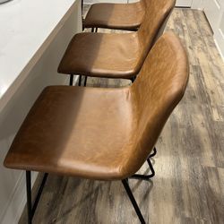 24" Bowden Faux Leather Counter Height Barstool with Footrest Caramel - Threshold™