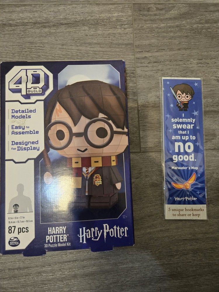 Harry Potter Puzzle Model Kit + Bookmark Set Bundle – New