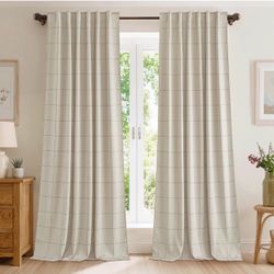 Blackout Plaid Curtains, Taupe, 2 Panels