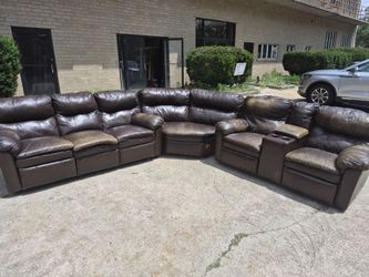 Nicely designed leather large sectional