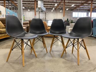 Black Dining Room Chairs with Wood and Metal Eiffel Legs