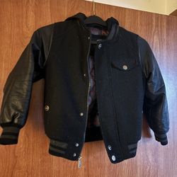Urban Republic; Boys Faux Leather Varsity  Style Jacket With Long Sleeved And A Hood Boys Size 8