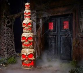 Halloween decor stacked skulls