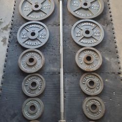 Complete Olympic Weight Set WithBar & Set of Clamps..295lbs all together read Descriptio below 