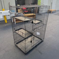 LIKE NEW Amazon Basics Large 3-Tier Cat Cage Playpen with Easy to Clean Removable Tray, Foldable