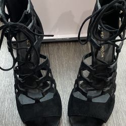 Black Open Toe Heels 