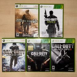 Xbox 360 Call Of Duty Games, Black Ops 1, Black Ops 2, World At War, Modern Warfare 2, Modern Warfare 3 