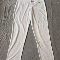 Nike Pro Baseball Pants Slim Fit Straight Leg High Rise White AA9796-100 Men's M