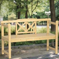NEW in Box Outdoor Natural Acacia Wood Garden Bench  