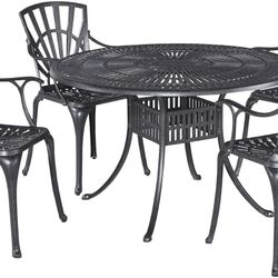 Homestyles 5 Piece Outdoor Dining Set, 48" Table, Charcoal