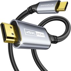 USB-C to HDMI Cable 6Ft [4K@60Hz] High-Speed USB Type C to HDMI 2.0 Braided Cord (Thunderbolt 3/4 Compatible) for iPhone 15 Series, MacBook Pro/Air, i