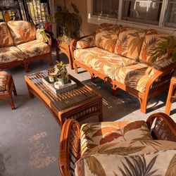 Rattan Indoor 6 Person living Room Set