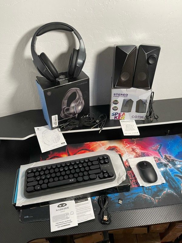 FLASH DEAL Gaming Bundle Special, Wireless 60% Keyboard, Wireless Mouse, and Wired/Bluetooth Headphones, 3 for 1 Gaming Special While Supplies Last, F