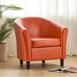 Bonded Leather Orange Club Chair