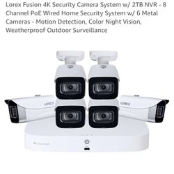 Lorex Fusion 4K Security Camera System w/ 2TB NVR - 8 Channel PoE Wired Home Security System w/ 6 Metal Cameras - Motion Detection, Color Night Vision